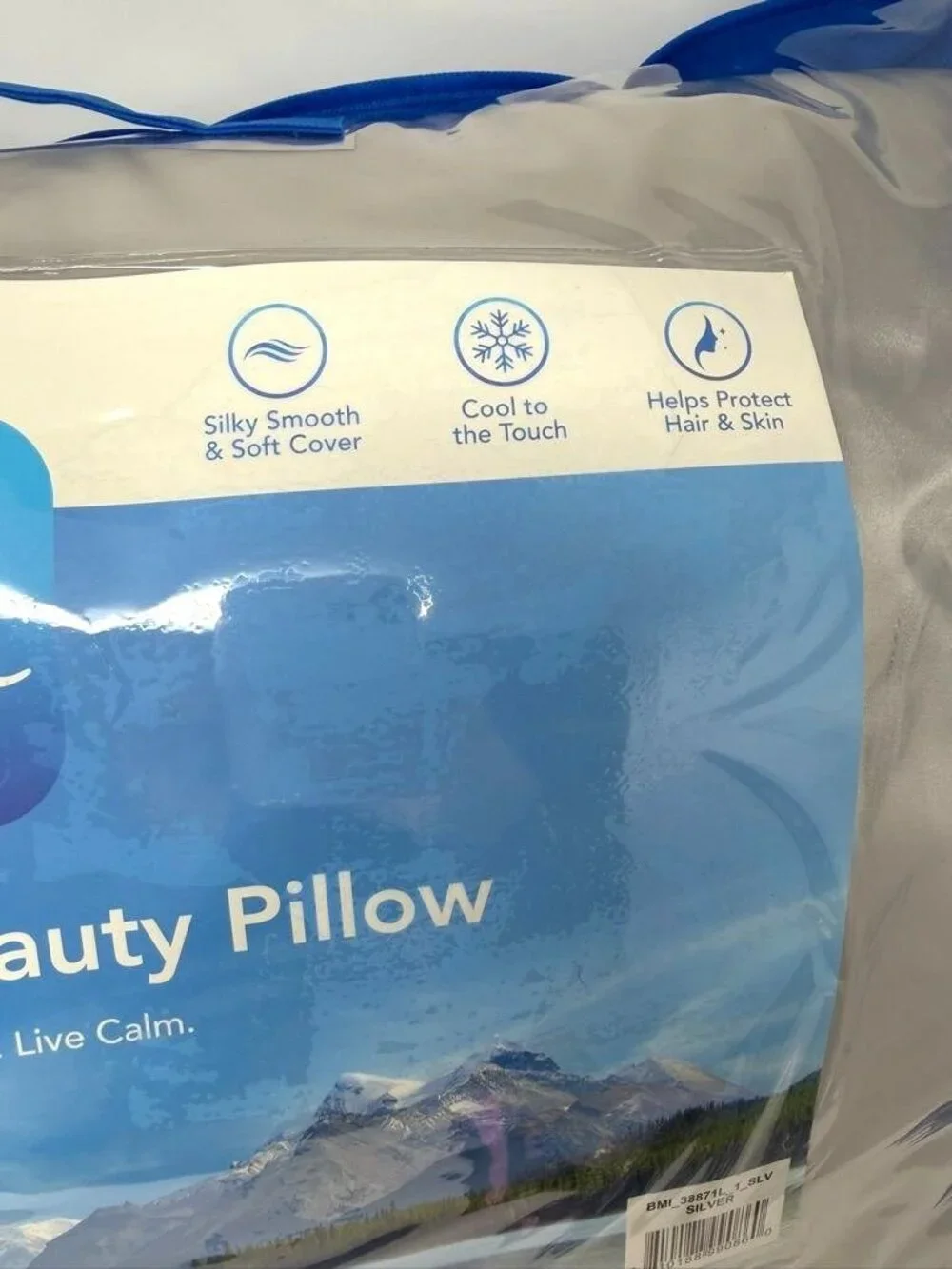 Calm Jumbo Medium Density Satin Bed Pillow Silver Hypoallergenic